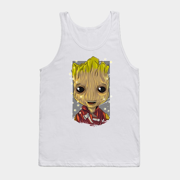 Pop Culture Caricature #9 - Groot Tank Top by yazgar